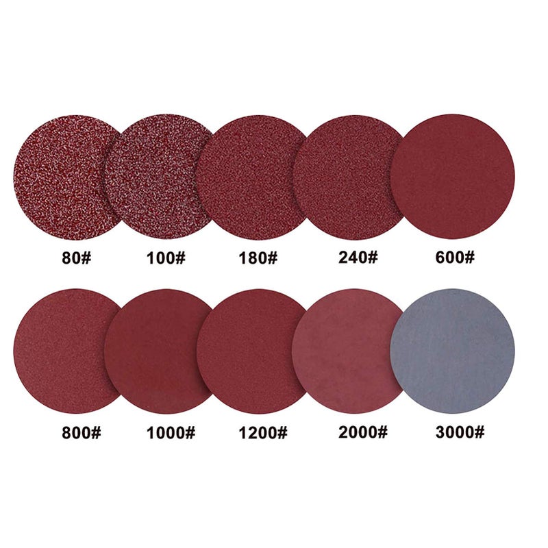 AchNau 4" Hook & Loop Sanding Discs Sanding Pads 80/100/180/240/600/800/1000/1200/2000/3000 Assorted Grits Pack of 100 - Image 2
